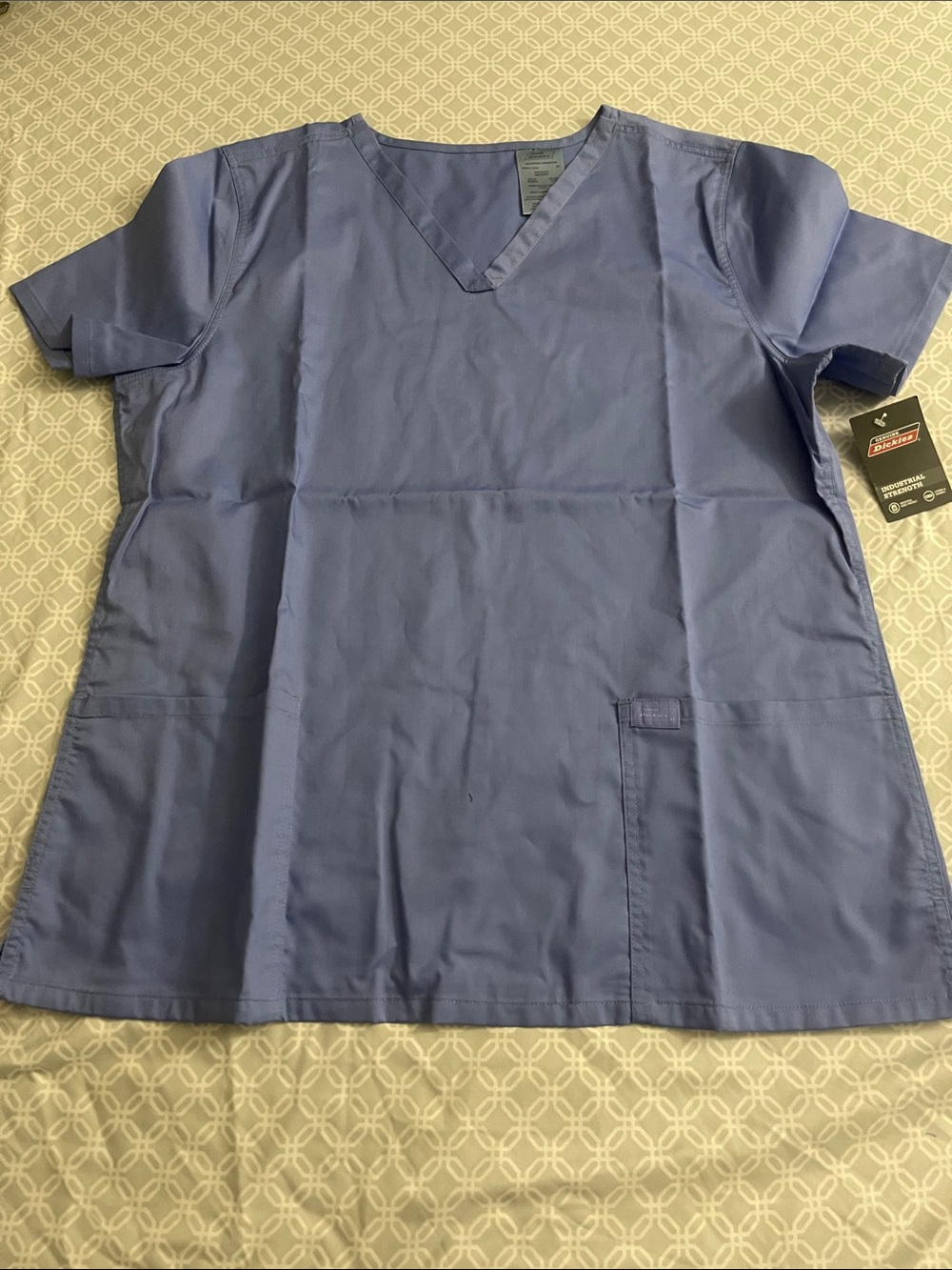 Dickies Men's V-Neck Scrub Top in Light Blue